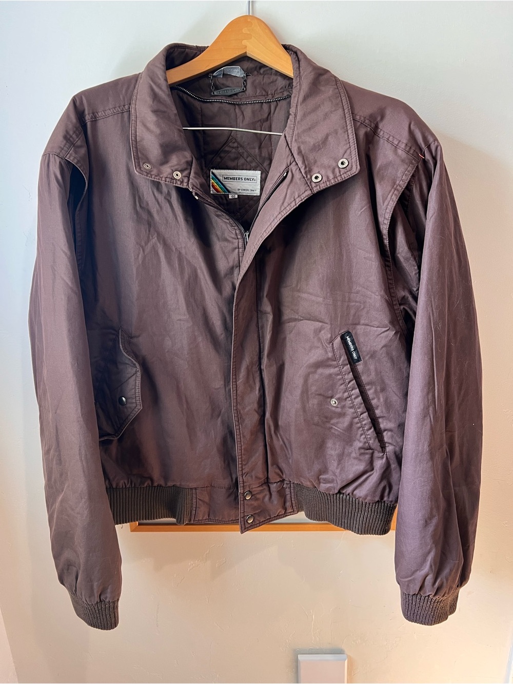 Vintage Members Only Brown Bomber Jacket (Rainbow tag)